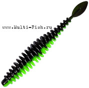 Мягкая приманка Quantum Magic Trout T-worm P-tail неон зелёный\чёрный с запахом сыра 1,5гр 6,5см 6 шт