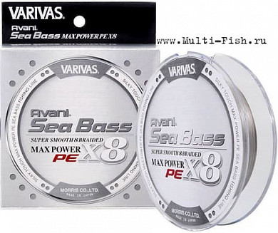 Шнур плетеный PE 8 Varivas Avani Sea Bass super smooth MAX PE X8 150м, 0,205мм, #1,5, 28,6LB Grey