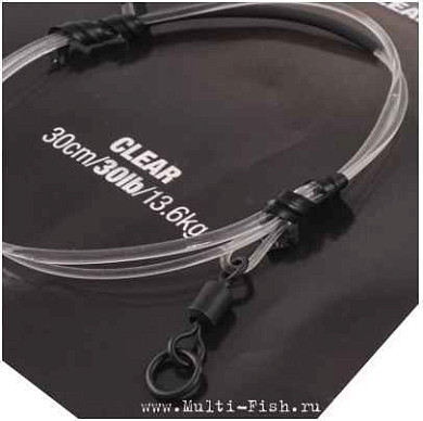 Поводковый материал KORDA Dark Matter Ring Swivel Clear 30см, 13,6кг, 30lb