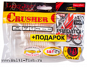 Комплект: твистер Lucky John Pro Series CRUSHER GRUB 4,5in/026 и крючки офсетные Lucky John PREDATOR сер. LJH345 раз