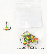 Крючок-тройник для приманок Lucky John с каплей цветной размер 012/11
