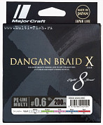 Шнур плетеный Major Craft DANGAN BRAID X DBX8 200мм, 0,205мм, #1.5 мультиколор