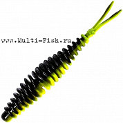 Мягкая приманка Quantum Magic Trout T-worm V-tail неон жёлтый\чёрный с запахом сыра 1,5гр 6,5см 6 шт