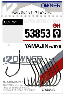 Крючки OWNER 53853 Yamajin w/eye BC №1/0, 7шт.