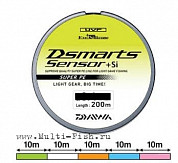 Шнур плетеный PE DAIWA D-Smarts S 200м, #0.6, 8Lb цветной