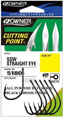 Крючки OWNER 5180 OC SSW Straight w/eye BC №2/0, 8шт.