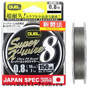Шнур плетеный Duel PE Super X-Wire 8 Silver 150м, #1.5