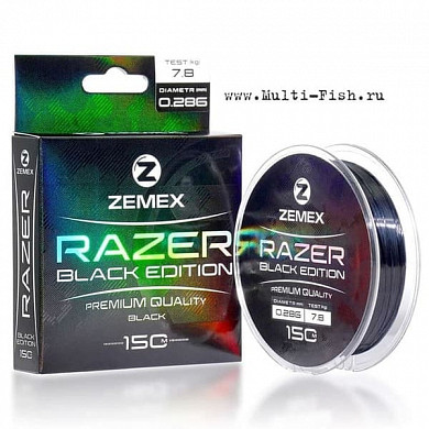 Монофильная леска ZEMEX RAZER BLACK EDITION 150м, 0.261мм, 6.4кг black