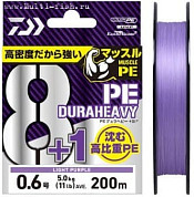 Шнур плетеный PE DAIWA UVF PE DURAHEAVYх8+1 +Si2 200м, 0,205мм, 11кг, 24LB