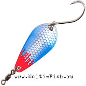 Блесна колеблющаяся Quantum Magic Trout Bloody Spoon с одинарным крючком 3,5гр., 35мм, серебро\голубая