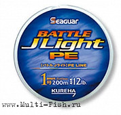 Шнур плетеный PE KUREHA BATTLE J LIGHT PE 200м, 0,148мм, #0.8, 4.5кг цветной