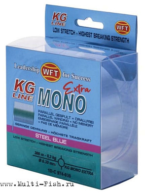 Леска монофильная WFT KG MONO EXTRA Steel Blue 300м, 0,35мм, 12,3кг