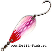 Блесна колеблющаяся Quantum Magic Trout Bloody Spoon с одинарным крючком 3,5гр., 35мм, розовая\белая