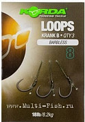 Поводок готовый Korda Loop Rigs Krank Barbless тест 18lb, крючок безбородый №8