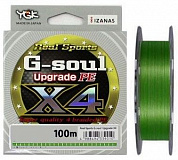 Леска плетеная (шнур) YGK G-SOUL X4 UPGRADE 100m #0.2 зеленая с белыми маркерами
