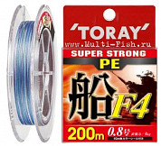 Шнур плетеный PE TORAY SUPER STRONG PE F4 200м, 0,285мм, 3#, 16кг