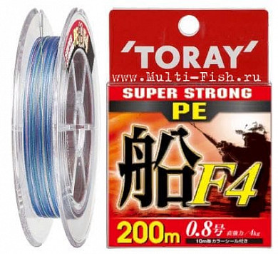 Шнур плетеный PE TORAY SUPER STRONG PE F4 200м, 0,285мм, 3#, 16кг