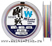 Шнур плетеный Gosen W4 braid 150м Multi Color, 0,342мм, #4, 21кг