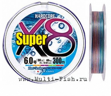 Шнур плетеный PE Duel HARDCORE Super X8 5color 300м, 0,165мм, #1, 20Lbs. H4322-5C