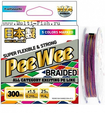 Шнур плетеный PE Power Eye PeeWee WX4 MARKED 300м, 0,148мм, #0.8