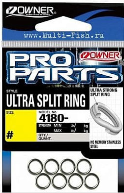 Кольца заводные OWNER 4180 Split Ring Ultra Wire №8, 109кг, 7шт.