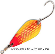 Блесна колеблющаяся Quantum Magic Trout Bloody Spoon с одинарным крючком 3,5гр., 35мм, красная\жёлтая