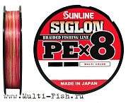 Шнур Sunline SIGLON PEx8 300м, 0,467мм, 45,36кг, #8, 100LB Multicolor 5C
