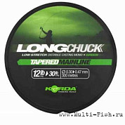 Леска монофильная KORDA Long Chuck Tapered Mainline Green 300м, 0,33-0,47мм, 15-30lb