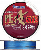 Леска плетеная (шнур)  SUPER CAST PE NAGE KYOGI 200M #0.8/5,5 kg   (Многоцветная)