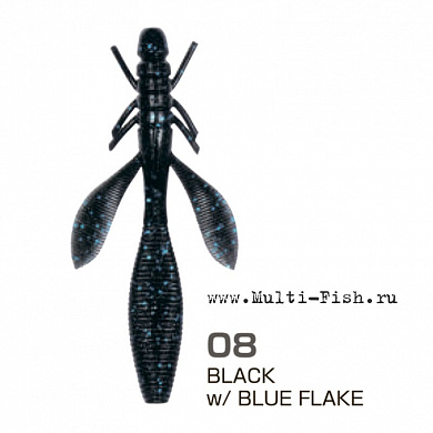Мягкая приманка OWNER Yuki Bug YB-85 3,3" #08 Black w/Blue Flake 8,5см, 8шт.