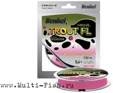 Шнур полиэстер Benkei Trout PL розовый fluo 100м, 0,128мм, #06, 1,45кг