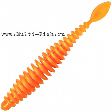 Мягкая приманка Quantum Magic Trout T-worm P-tail неон оранжевый с запахом сыра 1,5гр 6,5см 6 шт