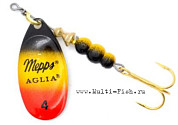 Блесна вращающаяся MEPPS Aglia Furia №4, 9гр., цвет чёрный/жёлтый/красный