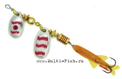 Блесна вращающаяся MEPPS Tandem Perche цвет silver/red блистер