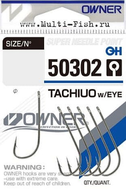 Крючки OWNER 50302 Tachiuo w/eye nickel №4, 7шт.