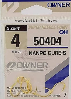 Крючки OWNER 50404 Nanpo Gure-S gold №2, 6шт.