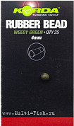 Бусина резиновая KORDA Rubber Bead Green 4мм, 25шт.