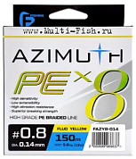 Шнур плетеный F-FISHING Azimuth PE X8 150м, 0,25мм, 17,3кг, 38lb Fluo Yellow