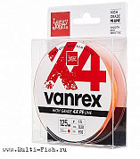 Леска плетеная Lucky John Vanrex х4 BRAID 125м, 0,12мм, 5,1кг Fluo Orange 