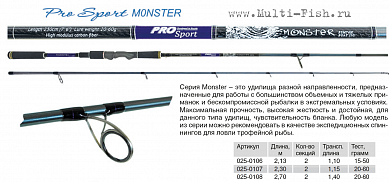 Спиннинг Волжанка "Volzhanka Pro Sport Monster" тест 20-60гр 2.7м (2 секции)