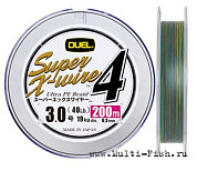 Плетеный шнур Duel PE Super X-Wire 4 200м 5Color-Yellow Marking #1,2 (0,19мм) 9кг