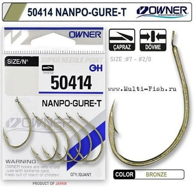 Крючки OWNER 50414 Nanpo Gure-T gold №6, 9шт.
