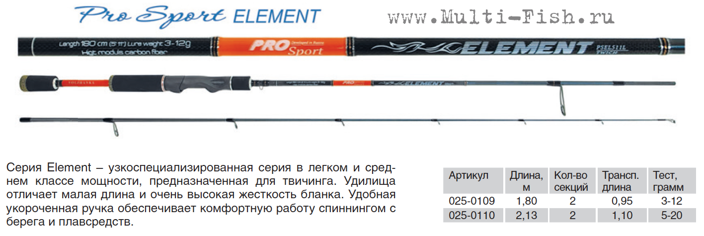 Спиннинг Volzhanka Pro Sport Element
